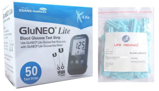 Infopia Gluneo lite 50 strips+ 50 life rehabs lancets Expiry March 2024