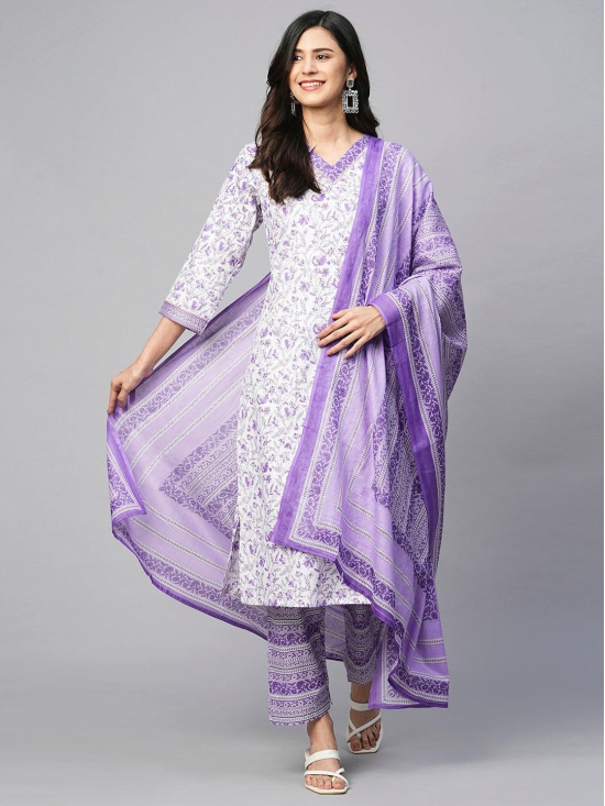 Lavender Bliss: Pure Cotton Kurta Pant Set for Women-S