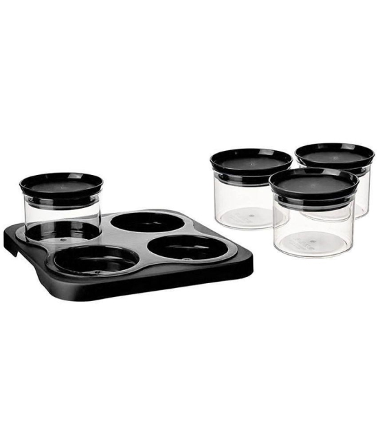 HOMETALES - PET Royal Jar with Tray, Pack of 4 ( 500 ml Each), Black - Black