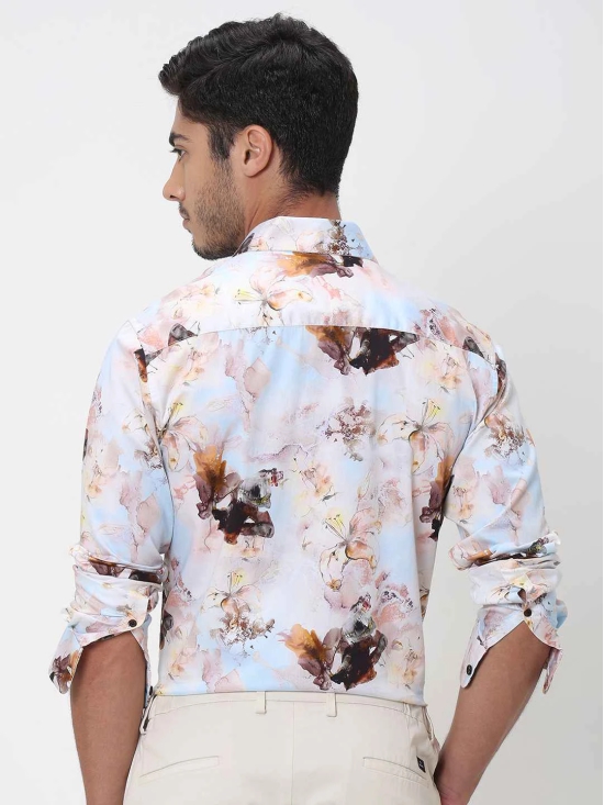 Pastel Pink Digital Print Slim Fit Casual Shirt