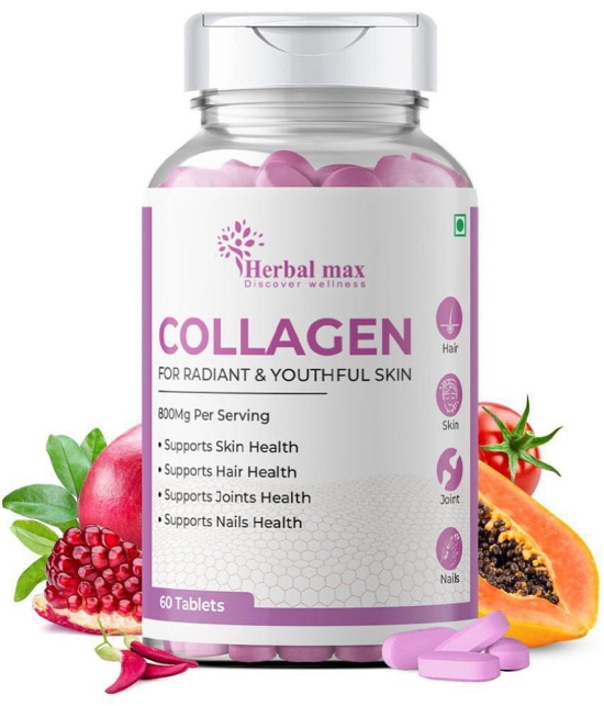 Herbal max Collagen For Radiant & Youthful Skin, Hair, Joints & Nails | Plant Based, 800mg  (60 Tablets)