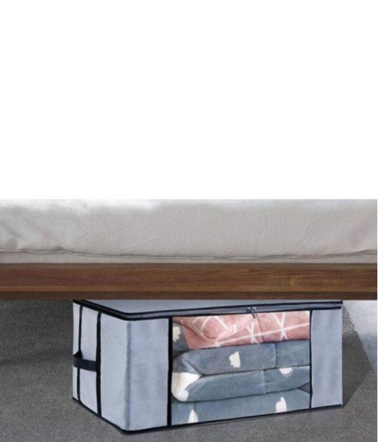 HOMETALES Non-Woven Cloth Storage / Organizer with Transparent Window,Grey (2U)