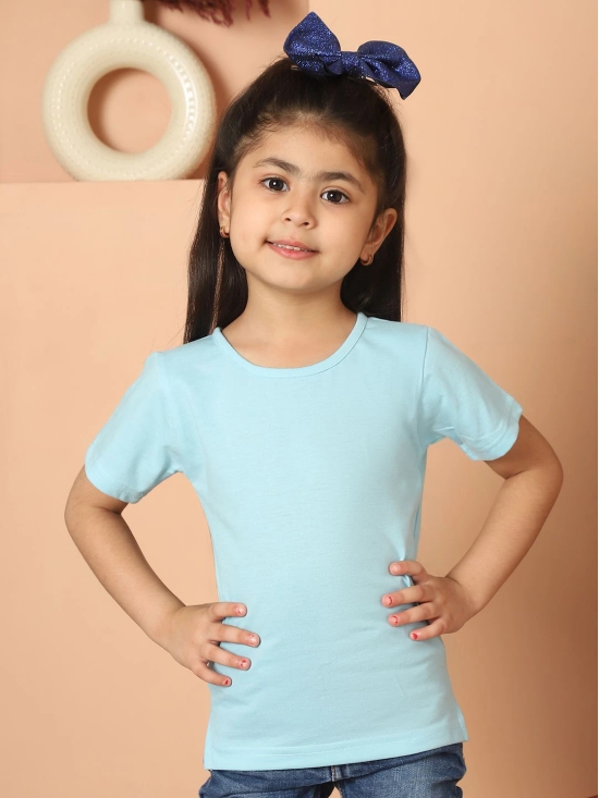 MINI & MING Girls Solid Round Neck Pure Cotton T-shirt