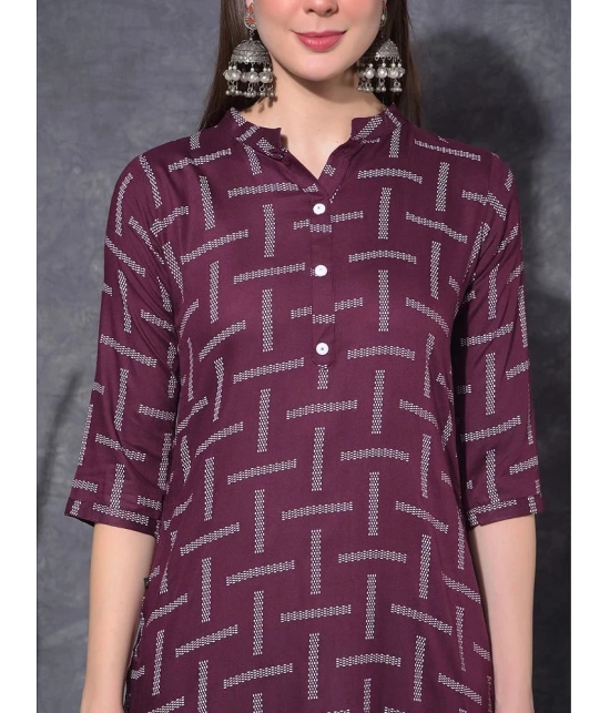 Mamoose Rayon Printed Straight Womens Kurti - Wine ( Pack of 1 ) - None