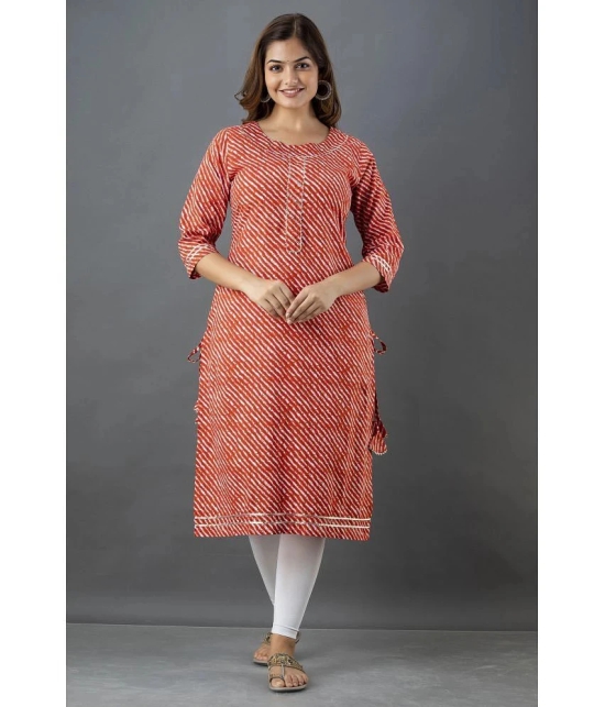 Lee Moda - Orange Cotton Womens Straight Kurti ( Pack of 1 ) - None