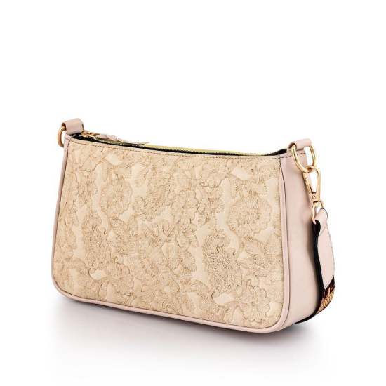 Lychee Bags PU Women Cream Printed Sling Bag