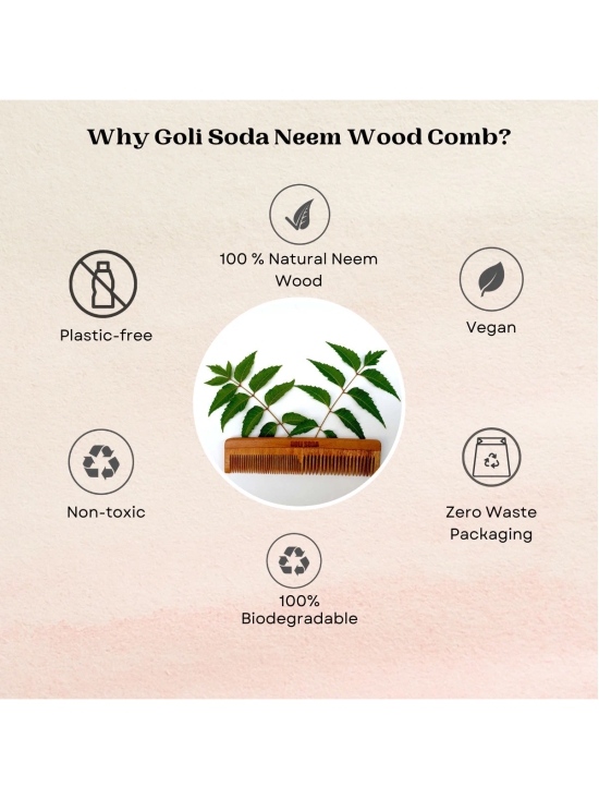 Goli Soda Neem Wood Combs Wide Tooth with Handle & Double Tooth