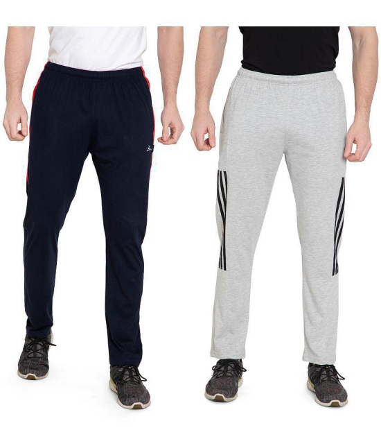 Zeffit Solid Men Navy, Grey Track Pants (Pack Of 2 ) - XL