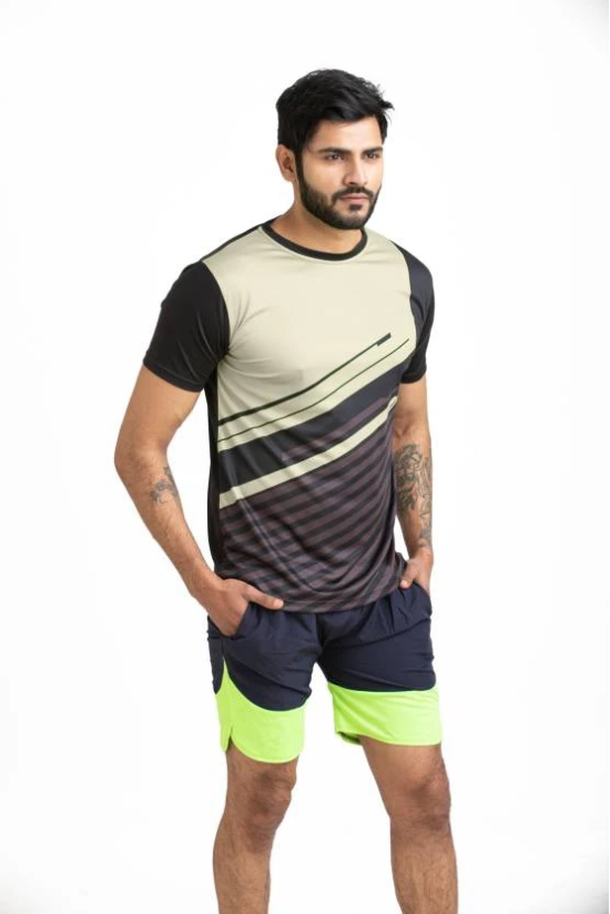 Men Colorblock Round Neck Polyester Multicolor T-Shirt