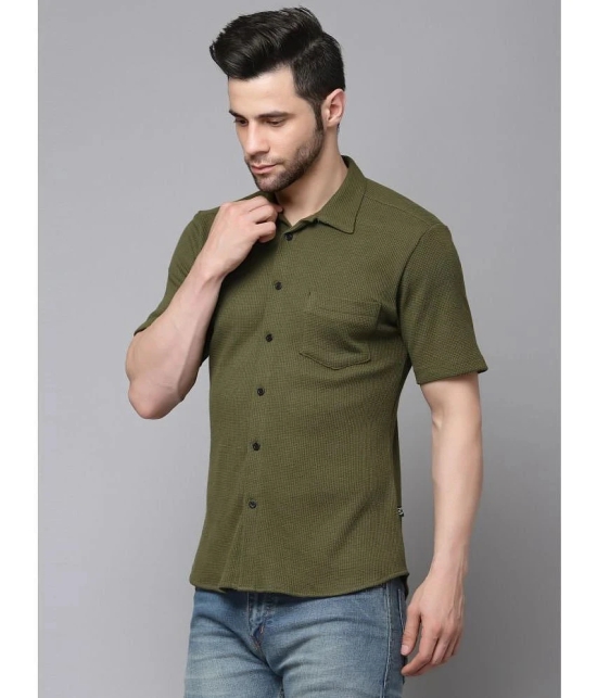 Rigo Cotton Blend Slim Fit Solids Half Sleeves Mens Casual Shirt - Green ( Pack of 1 ) - None