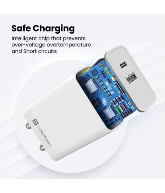 Portronics - Type C 3.1A Wall Charger - White