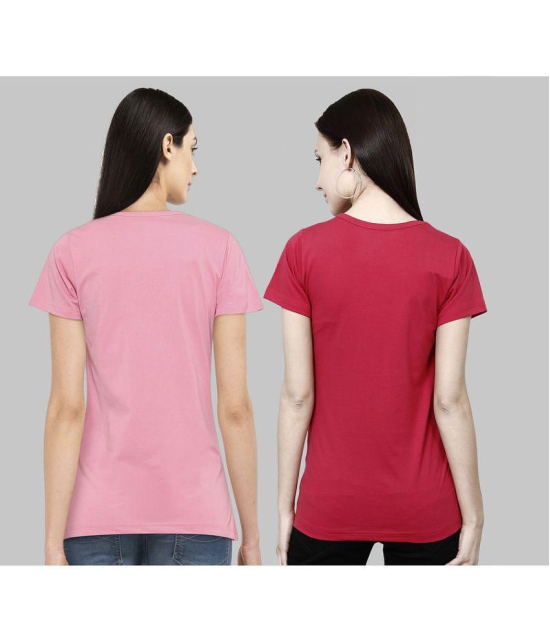 CHOZI - Pink Cotton Blend Regular Fit Women's T-Shirt ( Pack of 2 ) - None