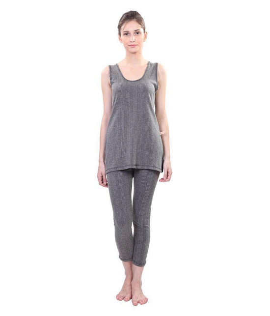 Vimal Jonney Winter King Grey Thermal Top & Bottom Set For Women - None