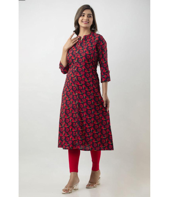 MAUKA - Red Rayon Womens A-line Kurti ( Pack of 1 ) - None