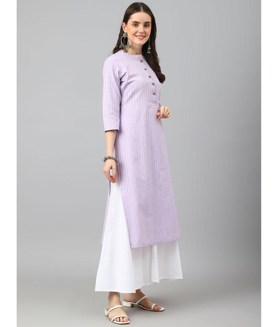 Hritika Cotton Blend Striped Straight Women's Kurti - Lavender ( Pack of 1 ) - None