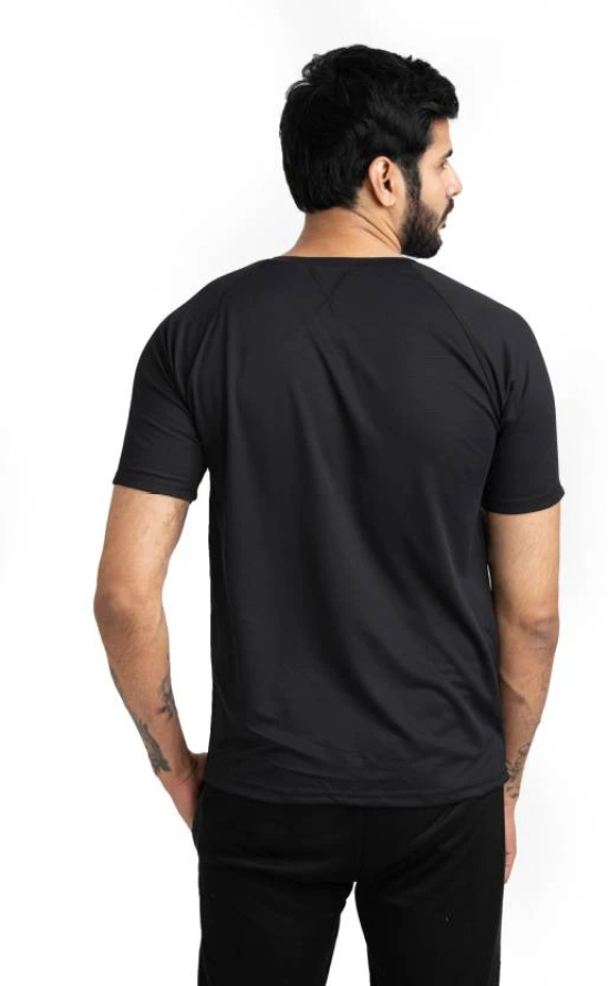 Men Solid Round Neck Polyester Black T-Shirt