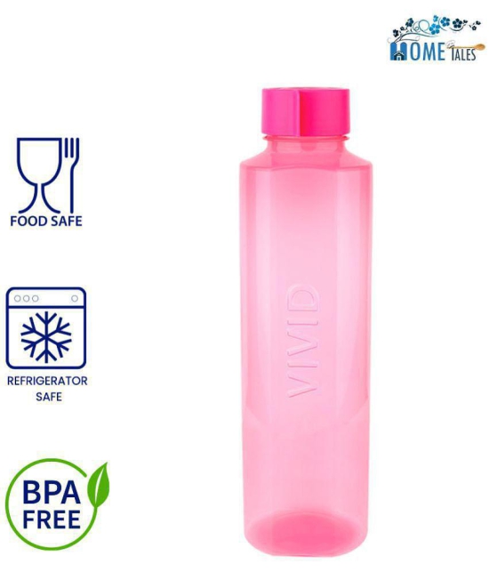 HOMETALES Vivid Pink Fridge Water Bottle 1000 mL ( Set of 6 ) - Pink