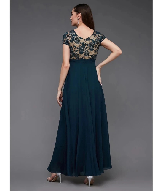 Miss Chase Georgette Solid Full Length Womens Gown - Teal ( Pack of 1 ) - None