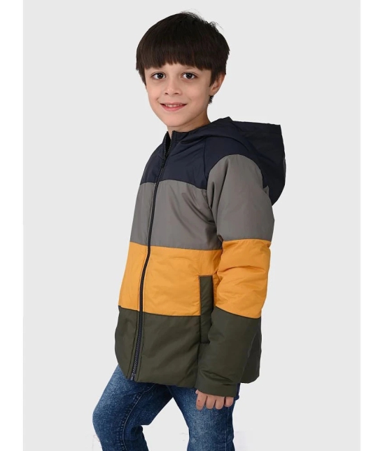 UrbanMark Junior Boys Color Blocked Full Sleeves Puffer Heavy Winter Jacket With Hood - Multicolor - None