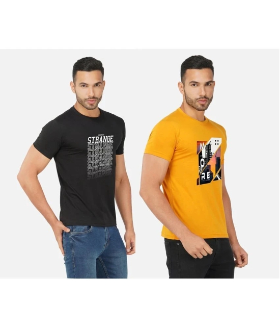 CHOZI Cotton Blend Regular Fit Printed Half Sleeves Mens T-Shirt - Multicolor ( Pack of 2 ) - None