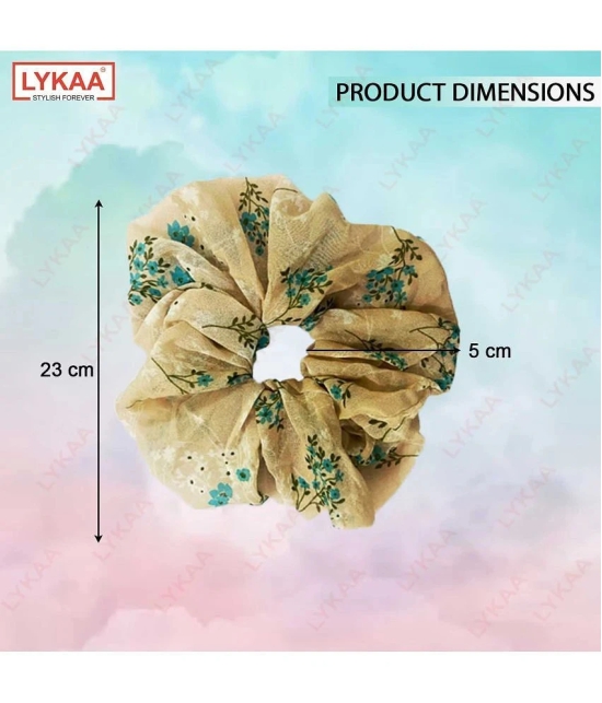 LYKAA Georgette Hair Scrunchies Elastics Ponytail Holders Leaf printed for Women & Girls - Pack of 2 - Multi