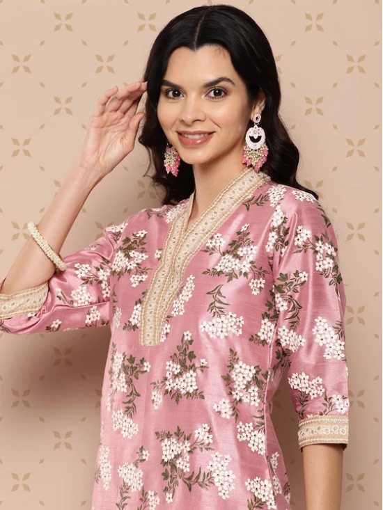 Women Floral Printed Regular Kurta with Trousers