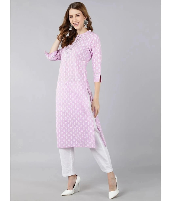 KIPEK - Purple Cotton Womens Straight Kurti ( Pack of 1 ) - None