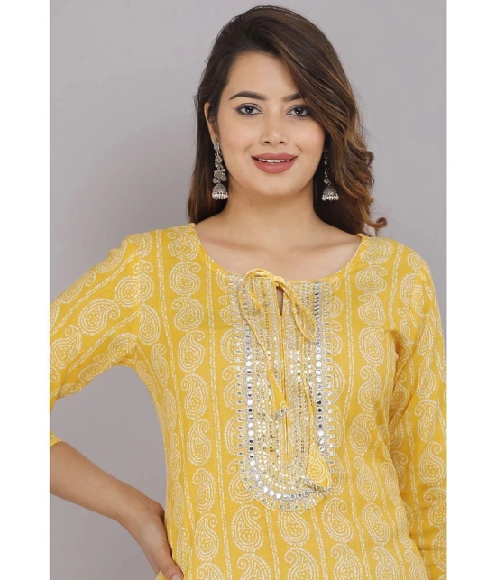 HIGHLIGHT FASHION EXPORT - Yellow 100% Cotton Womens Straight Kurti ( Pack of 1 ) - None