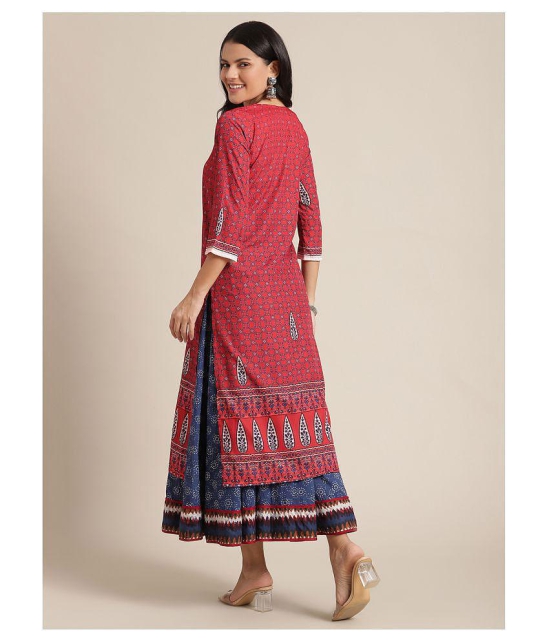 KSUT Red Viscose Straight Kurti - Single - S