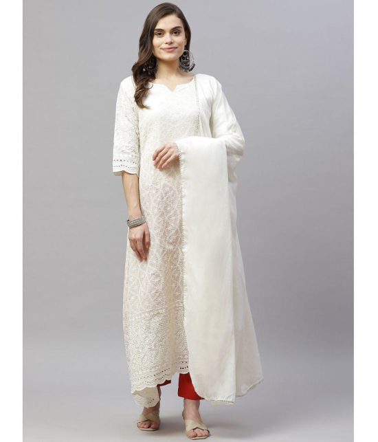 miravan - White Cotton Women's Anarkali Kurti ( Pack of 1 ) - None