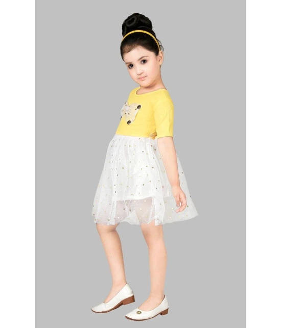 Coxxup Yellow Net Girls Fit And Flare Dress ( Pack of 1 ) - None