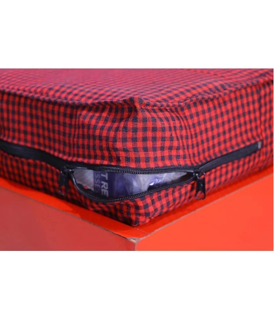 Abhikram Red Cotton Mattress Cover - Double