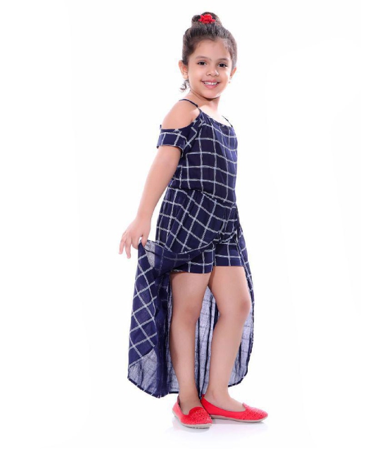 Naughty Ninos Girls Navy Blue Checked Fit and Flare Dress - None