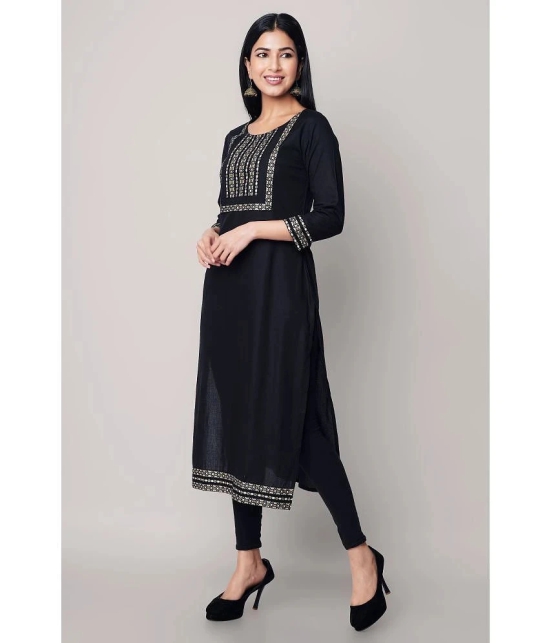 GOD BLESS - Black Rayon Womens Straight Kurti ( Pack of 1 ) - None