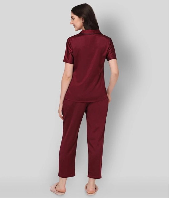 Smarty Pants - Maroon Silk Womens Nightwear Nightsuit Sets ( Pack of 1 ) - 2XL