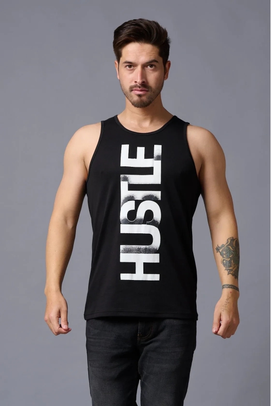 Husstle Printed Black Vest for Men 5XL