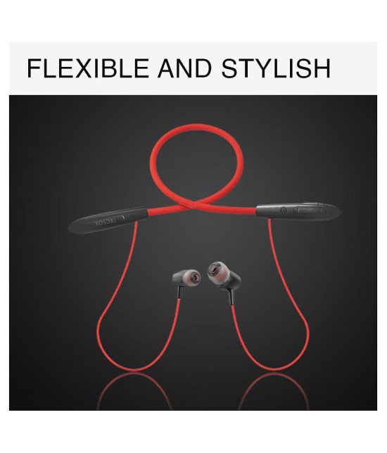 Tecsox TecBand Pro Neckband In Ear Bluetooth Neckband 20 Hours Playback IPX5(Splash & Sweat Proof) Powerfull bass -Bluetooth V 5.1 Red