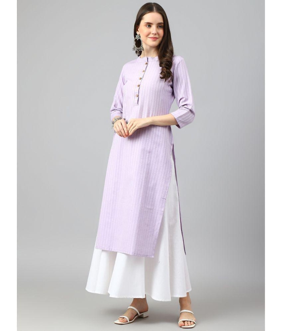 Hritika Cotton Blend Striped Straight Women's Kurti - Lavender ( Pack of 1 ) - None