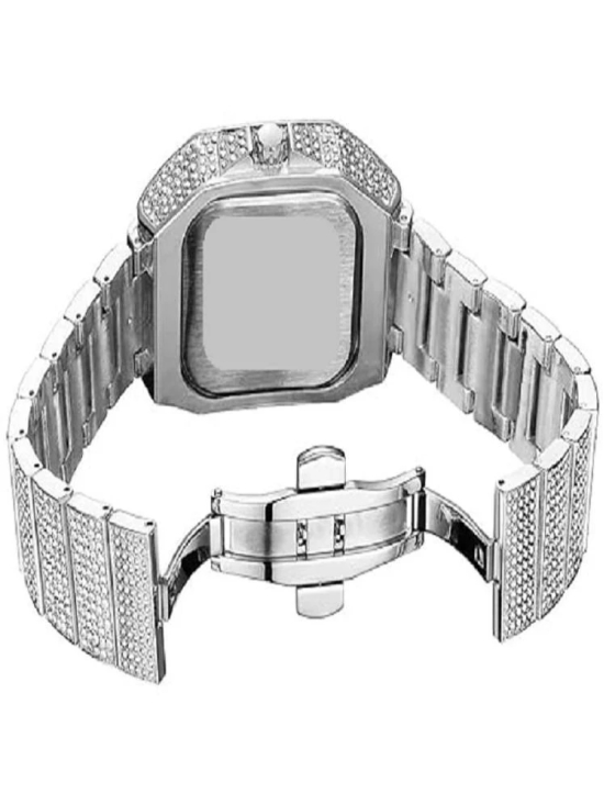 Rhonium Silver Metal Analog Mens Watch