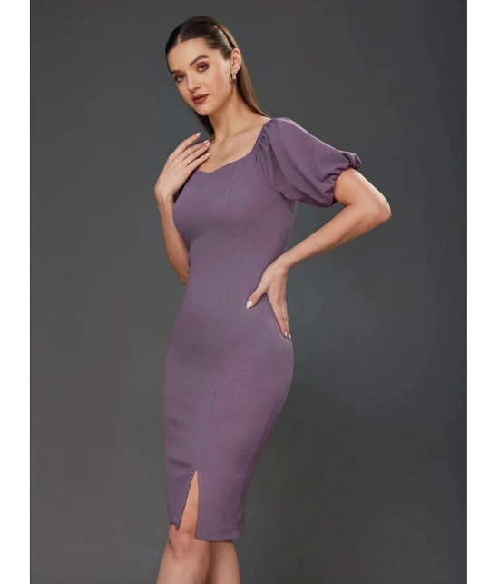 Miss Chase Polyester Solid Knee Length Womens Bodycon Dress - Lavender ( Pack of 1 ) - None