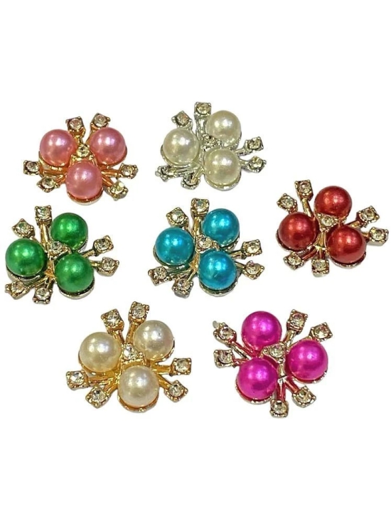 PRANSUNITA Flat Back Zarkan Rhinestone Flower Shape Buttons for Brooches, Jewelry Making, Dresses, Scrapbooking DIY Crafts, Radha Krishna Decoration – Size 20 mm – (Multi)