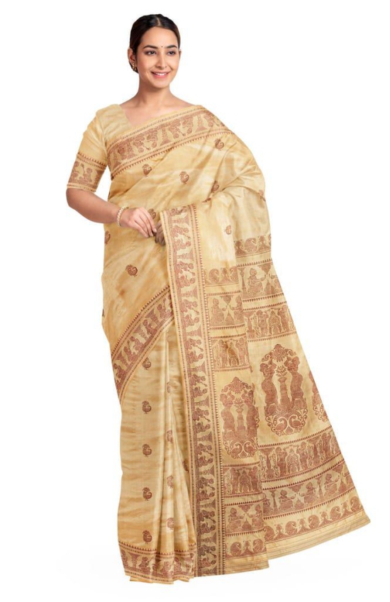 Baluchari Silk Saree Beige