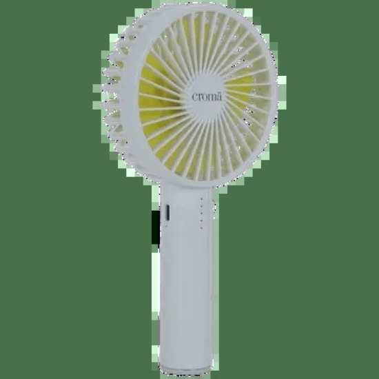 Croma 4 Blade Rechargeable Personal Fan with 2000 mAh Battery (BLDC Copper Motor, White)