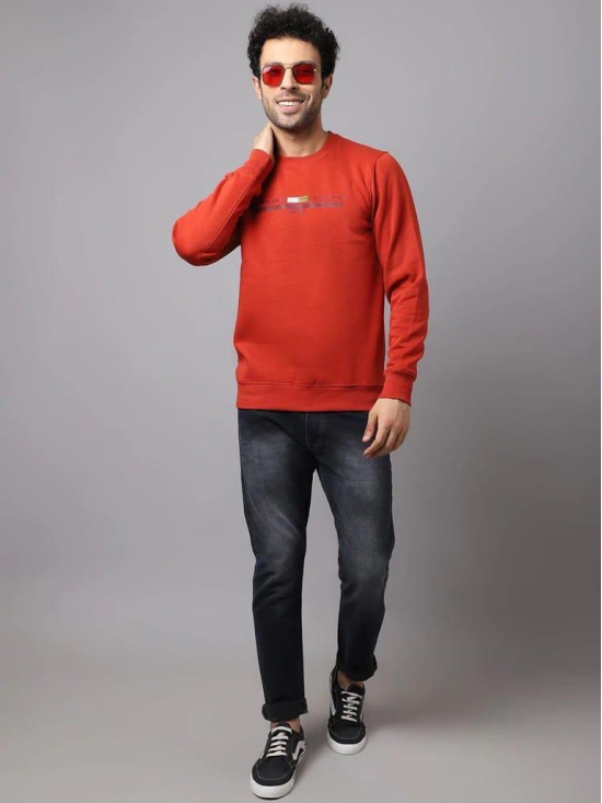 Rodamo Men Rust Round Neck Sweatshirts