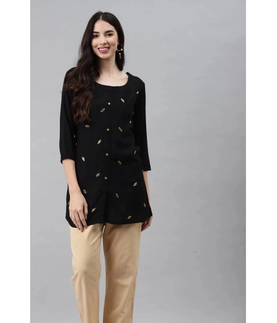 JC4U - Black Rayon Womens Straight Kurti - XL