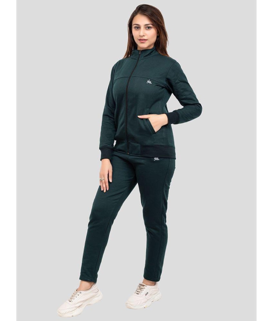 YHA Green Fleece Solid Tracksuit - Single - None