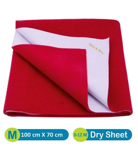 Quick Dry Red Baby Bed Protector Rubber Sheet Waterproof Sheet - Medium - upto 120 cm length