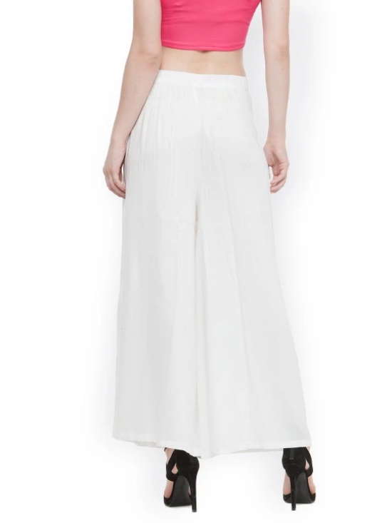 Women White Solid Flared Palazzos