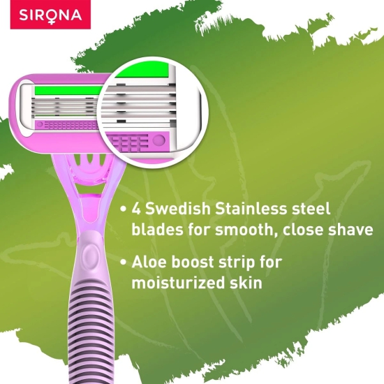 Sirona Reusable Body Razor for Women with Aloe Boost Hair Removal Razor - 1 Razor-Sirona Reusable Body Razor for Women with Aloe Boost, Hair Removal Razor - 1 Razor