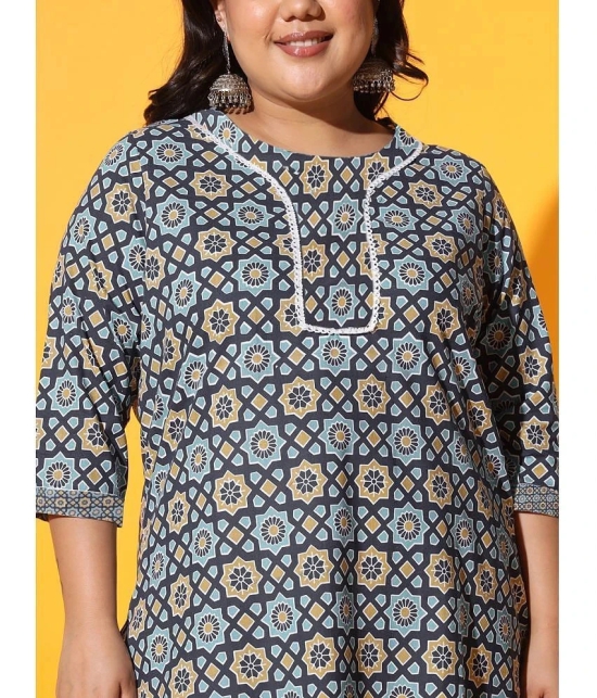 AUSTIVO Cotton Printed Straight Womens Kurti - Multicoloured ( Pack of 1 ) - None